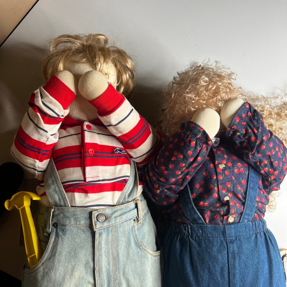 Vintage Time Out Dolls Pair Boy and Girl 33 Inch Corner Hide Seek Dolls